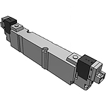 5포트 내부파일럿 베이스배관 솔레노이드 (DV3000, Closed Center, DC12V, 수평커넥터)
