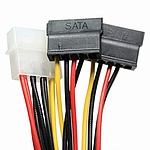 IDE 4핀 to SATA ×2 Y 전원 케이블 (15cm, HT-I01)