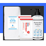 코로나 생활안심세트 V403 항균타월 1P 손소독제 500ml 손소독티슈 20매 2P