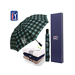 PGA 2단 체스블루 우산+ 세면타올세트