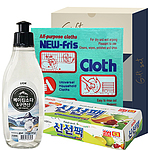 LION 참그린 유럽에서 온 베이킹소다 구연산 담은 주방세제 용기 300g 크린손 신선팩 50매 독일칼라행주