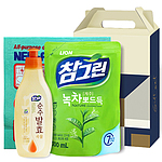 LION 참그린 순수발효 곡물 용기 300g참그린 녹차 뽀드득 리필 300ml독일칼라행주 1P
