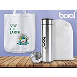 퓨어트윌에코백 화이트 Boral보랄스테인리스스틸텀블러480ml 부직포파우치 SET