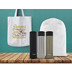 퓨어트윌에코백 화이트 클래식 이중스텐 진공보온 텀블러 340ml 부직포파우치 SET