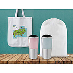 퓨어트윌에코백 화이트 캔디컬러스테인리스텀블러450ml 부직포파우치 SET