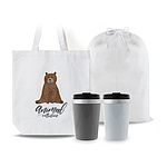 스탠다드에코백中중 화이트 티니모던스테인리스텀블러300ml 부직포파우치 SET