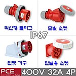 산업용 소켓 플러그 (IP67, 400V, 32A, 4P)