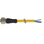 M12 female 0° A-cod. with cable