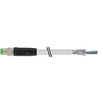 M8 male 0° A-cod. with cable shielded
