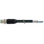 M12 male 0° A-cod. with cable shielded