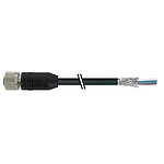 M12 female 0° A-cod. with cable shielded