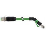 M12 male 0° D-cod. / RJ45 45° down shielded