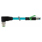 M12 male 90° D-cod. / RJ45 0° shielded
