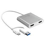 USB-C/A to 듀얼 HDMI 케이블 (JCA365)