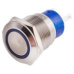 RS PRO Illuminated Latching Push Button Switch, Panel Mount, SPDT, 19.2mm Cutout, Blue LED, 250V ac, IP67