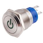 RS PRO Illuminated Latching Push Button Switch, Panel Mount, SPDT, 19mm Cutout, Green LED, 250V ac, IP67
