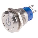 RS PRO Illuminated Latching Push Button Switch, Panel Mount, SPDT, 19mm Cutout, White LED, 250V ac, IP67