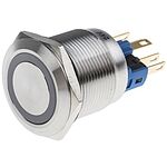 RS PRO Illuminated Latching Push Button Switch, Panel Mount, SPDT, 22mm Cutout, White LED, 250V ac, IP65, IP67