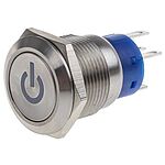 RS PRO Illuminated Latching Push Button Switch, Panel Mount, SPST, 19mm Cutout, 250V ac, IP67