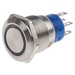 RS PRO Illuminated Momentary Push Button Switch, Panel Mount, SPDT, 19.2mm Cutout, White LED, 250V ac, IP67