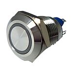 RS PRO Illuminated Momentary Push Button Switch, Panel Mount, SPST, 12mm Cutout, Red LED, 24V ac/dc, IP65, IP67