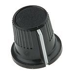RS PRO 11.6mm Black Potentiometer Knob for 3.2mm Shaft Splined
