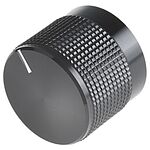 RS PRO 20mm Black Potentiometer Knob for 6mm Shaft Splined