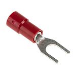 RS PRO Insulated Crimp Spade Connector, 0.5mm² to 1.5mm², 22AWG to 16AWG, M4 Stud Size Vinyl, Red