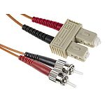 RS PRO ST to SC Duplex Multi Mode OM1 Fibre Optic Cable, 62.5/125um, Orange, 5m