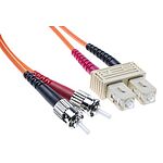 RS PRO ST to SC Duplex Multi Mode OM2 Fibre Optic Cable, 50/125um, Orange, 2m