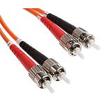 RS PRO ST to ST Duplex Multi Mode OM1 Fibre Optic Cable, 62.5/125um, Orange, 20m