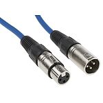 RS PRO Female 3 Pin XLR to Male 3 Pin XLR  Cable, Blue, 10m