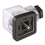 RS PRO 3P+E DIN 43650 A, Female Solenoid Valve Connector with Indicator Light, 110 V dc Voltage