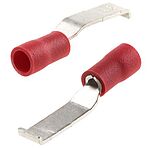 RS PRO Hooked Insulated Crimp Blade Terminal 16.8mm Blade Length, 0.5mm² to 1.5mm², 22AWG to 16AWG, Red