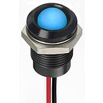 RS PRO Blue Panel Mount Indicator, 12V dc, 14mm Mounting Hole Size, Lead Wires Termination, IP67