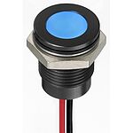 RS PRO Blue Panel Mount Indicator, 12V dc, 14mm Mounting Hole Size, Lead Wires Termination, IP67