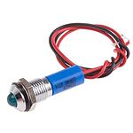 RS PRO Blue Panel Mount Indicator, 220V ac, 8mm Mounting Hole Size, Lead Wires Termination, IP67