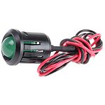 RS PRO Green Panel Mount Indicator, 12V dc, 14mm Mounting Hole Size, Lead Wires Termination