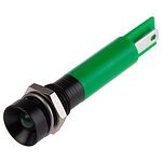 RS PRO Green Panel Mount Indicator, 24V ac, 8mm Mounting Hole Size, Solder Tab Termination