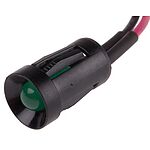 RS PRO Green Panel Mount Indicator, 2V dc, 8mm Mounting Hole Size, Lead Wires Termination