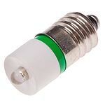 RS PRO Green LED Indicator Lamp, 24V ac/dc, E10 Base, 10mm Diameter, 1610mcd