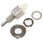 APEM Toggle Switch, Panel Mount, (On)-Off-(On), SPST, Solder Terminal