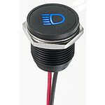 APEM Blue Panel Mount Indicator, 12V dc, 16mm Mounting Hole Size, Lead Wires Termination, IP67
