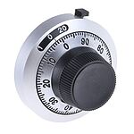 Bourns 46mm Black Potentiometer Knob for 6.35mm Shaft Splined, H-46-6A