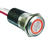 Bulgin Illuminated Momentary Push Button Switch, Panel Mount, SPST, 19.2mm Cutout, Red LED, IP66