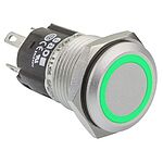 EAO 82 Series Illuminated Momentary Push Button Switch, Panel Mount, SPDT, 16mm Cutout, Green LED, 240V, IP65, IP67
