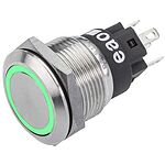 EAO 82 Series Illuminated Momentary Push Button Switch, Panel Mount, SPDT, 19mm Cutout, Green LED, 240V, IP65, IP67