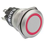 EAO 82 Series Illuminated Momentary Push Button Switch, Panel Mount, SPDT, 19mm Cutout, Red LED, 240V, IP65, IP67