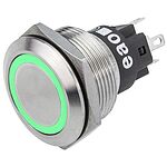 EAO 82 Series Illuminated Momentary Push Button Switch, Panel Mount, SPDT, 22.3mm Cutout, Green LED, 240V, IP65, IP67