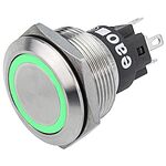 EAO 82 Series Illuminated Momentary Push Button Switch, Panel Mount, SPDT, 22.3mm Cutout, Green LED, 240V, IP65, IP67